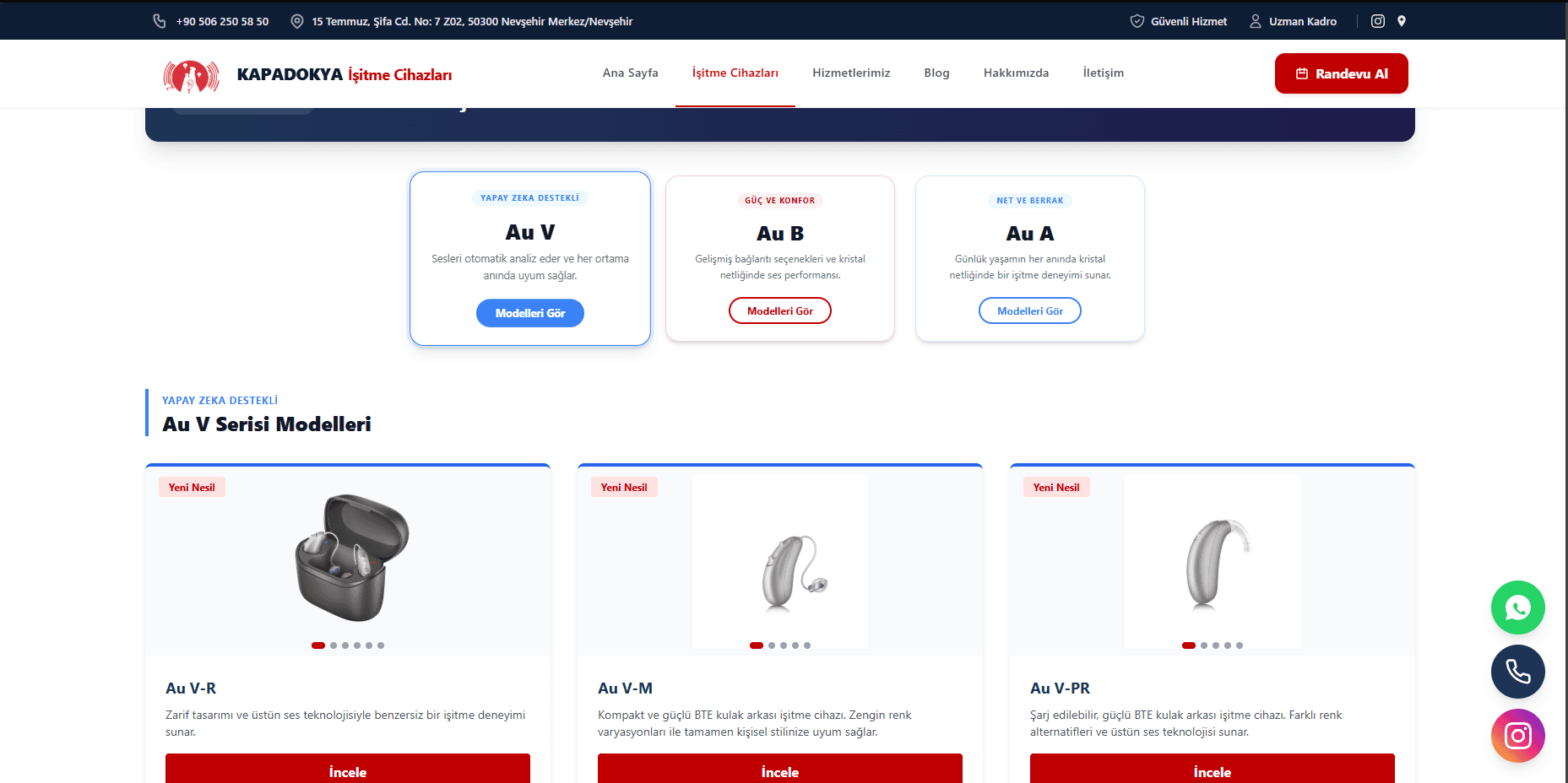 Kapadokya İşitme Cihazları Web Sitesi ekran görüntüsü 2
